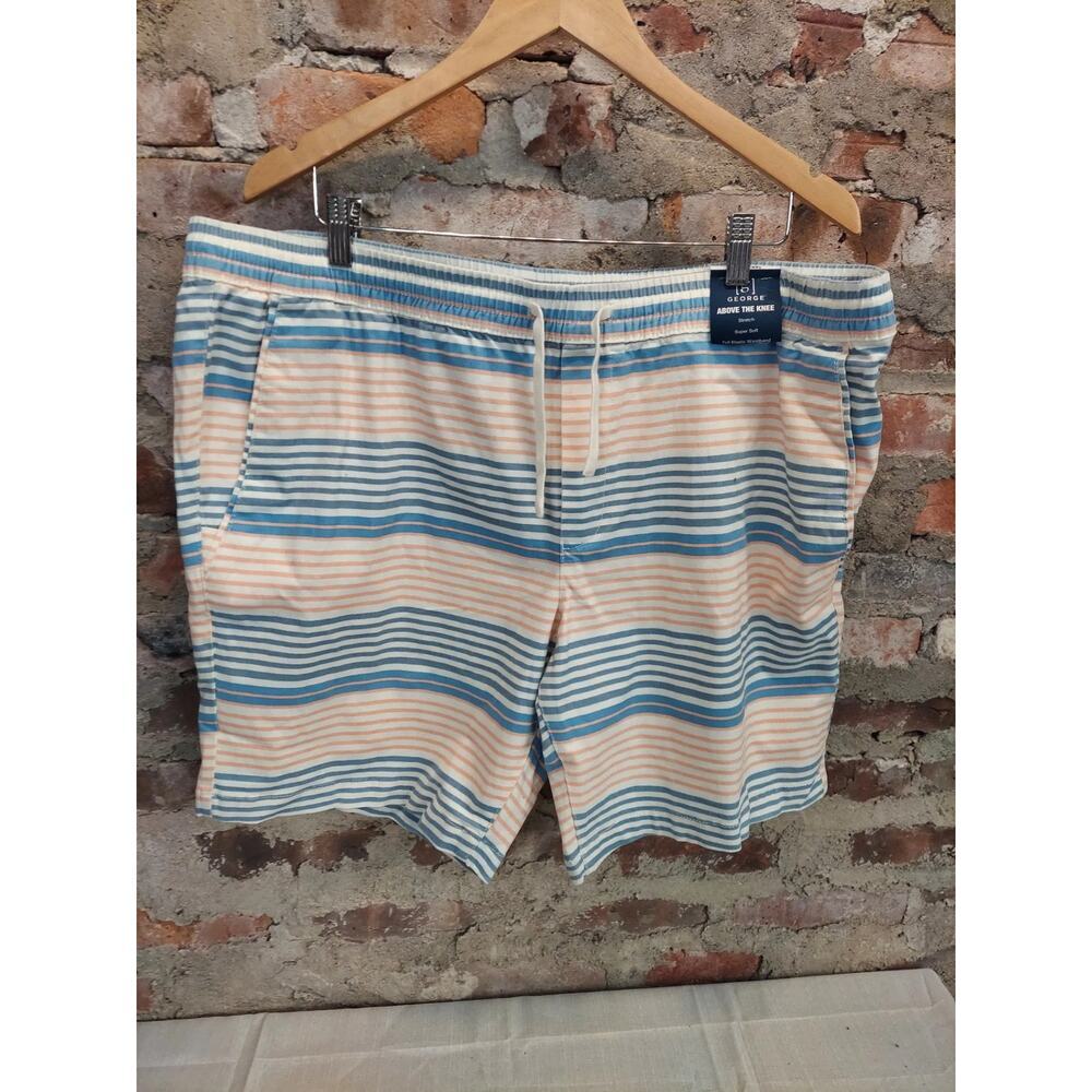 George Mens Shorts XL 40-42 Multicolor Striped Above The Knee Stretch Casual
